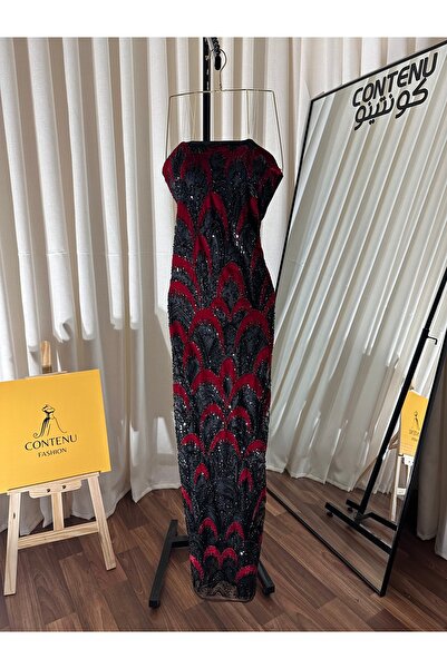 CONTENU Embroidered top evening dress