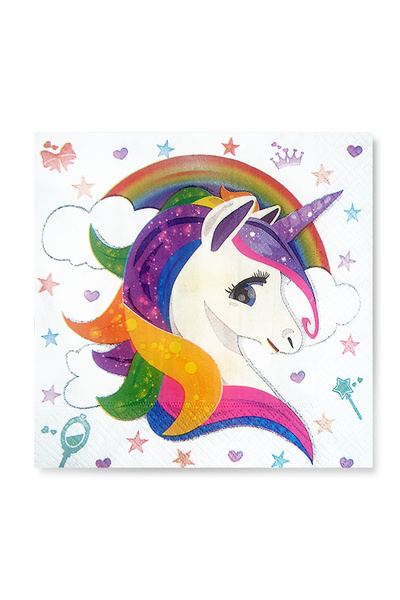 Story مناديل ورقية منقوشة على شكل وحيد القرن مقاس 33 × 33 سم مكونة من طبقتين ...