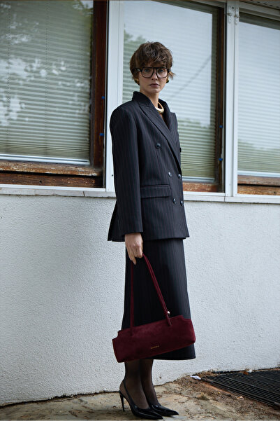 Beyyoglu Çizgili Midi Etek