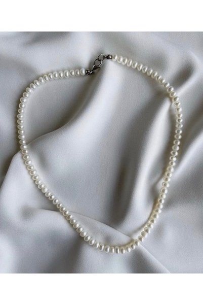 Taşmir Certified Rondel Cut Real Pearl Necklace - Stainless Steel Apparatus