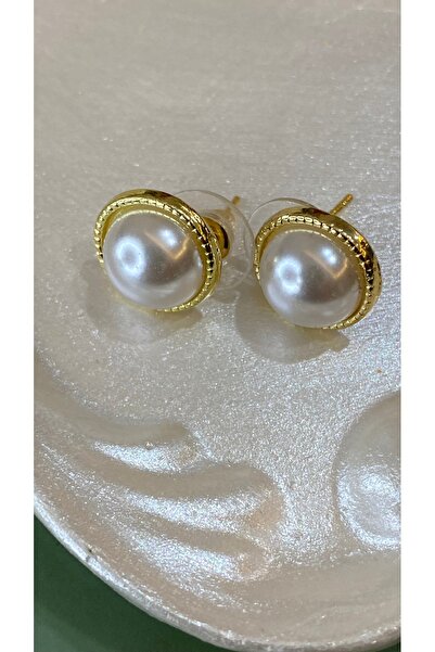 SELUVİA Minimal İnci Detaylı Gold Çelik Küpe – Zarif Kadın Takısı, Hipoalerje...