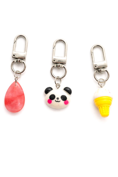 MakeWell Charm Keychain Set – Bag Ornament with Lollipop, Rainbow, and Hambur...