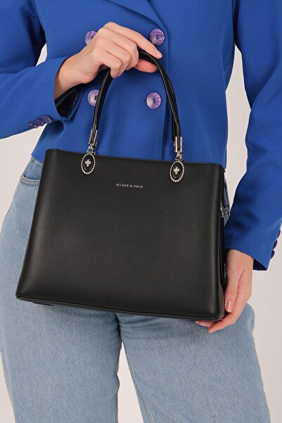Silver Polo Geantă de mână Silver & Polo SP1234 pentru femei, neagră