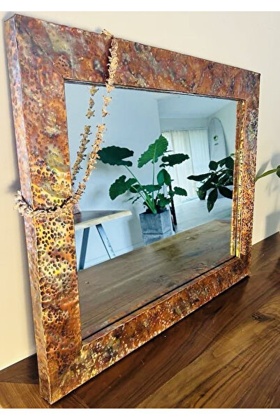ARANA Mirror with antiqued copper frame, 61 x 61 cm, handcrafted finishes