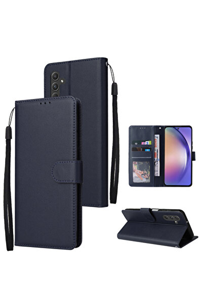 Choice جراب جلدي قابل للطي مغناطيسي بلون أزرق داكن مع حامل للبطاقات، متوافق م...