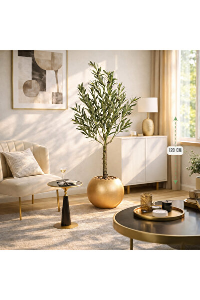 GOTA-X شجرة زيتون صناعية فاخرة بارتفاع 120 سم مع أصيص ديكوري