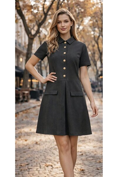 COLORDS Women's Buttoned Pleated Detail Dress