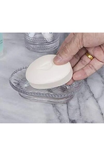 Bosphorus حامل صابون بيضاوي من الزجاج المنقوش 12×9×3 سم