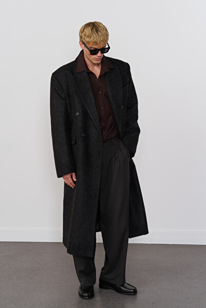 Beyyoglu Yün Karışımlı Oversize Kaşe Kaban