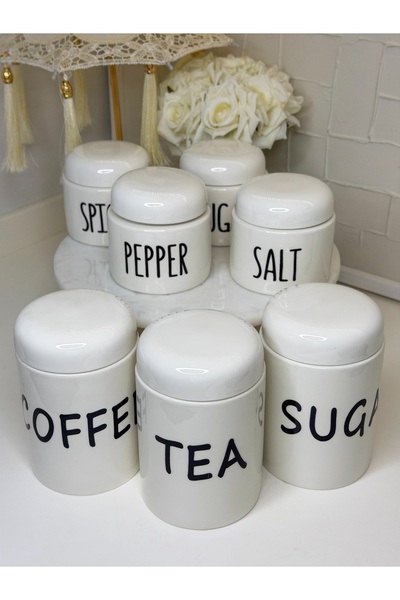 cicizuccaciye طقم توابل من البورسلين مكون من 7 قطع