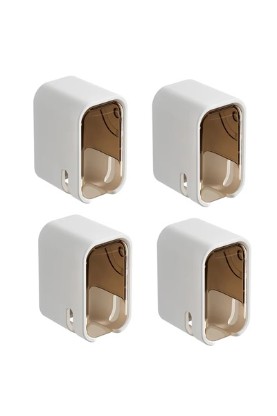 Choice 4pcs-Brown 2PCS Toothbrush Holder Flip-top Wall Mounted Toothbrush Rac...