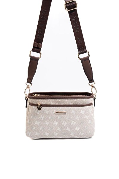 Silver Polo Silver & Polo Sp1184 Women's Crossbody Bag Monogram Stone-Brown