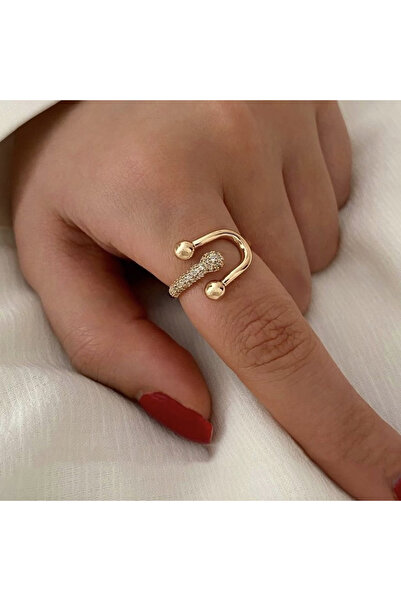 Choice خاتم JZ-1-1 من الزركون بتصميم متقاطع مزدوج للنساء، مطلي بالذهب، مصنوع ...