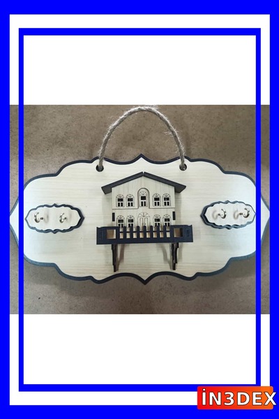 İN3DEX حامل مفاتيح معلق على الحائط مكون من 4 أقسام مقطوع بالليزر