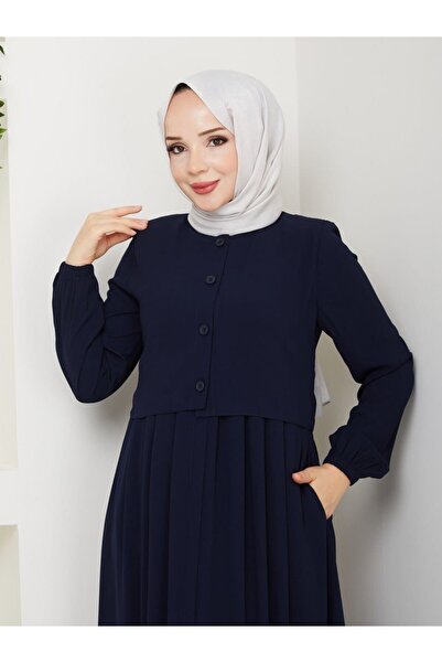 ZEWAHİR FASHİON yeni model elbise görünümlü düğmeli tasarım rabia krep kumaş ...