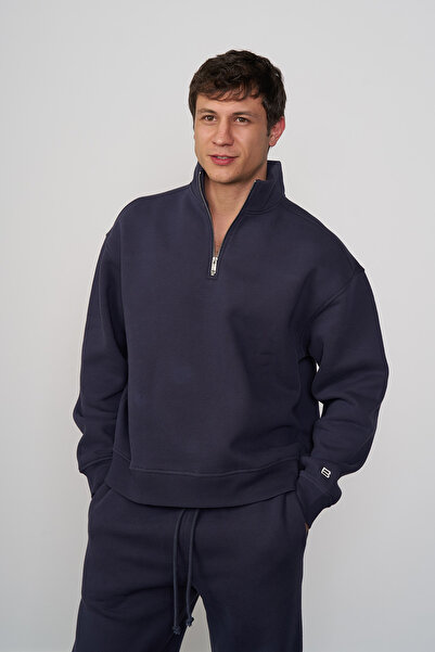 Beyyoglu Fermuarlı Dik Yaka Oversize Sweatshirt