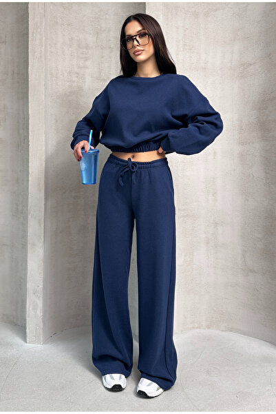 EYLANA Marin Navy Blue Selanik Pocketed Casual Double Set