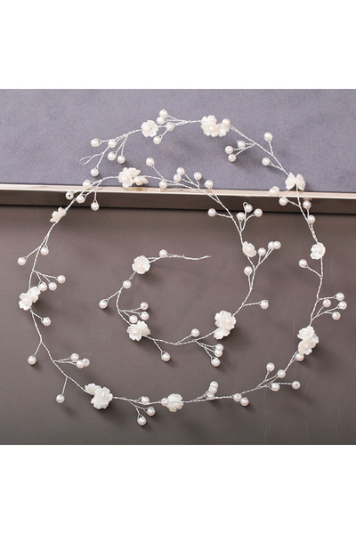 Choice عصابة رأس من الكريستال واللؤلؤ الفضي للعروس، رباط شعر من أحجار الراين،...