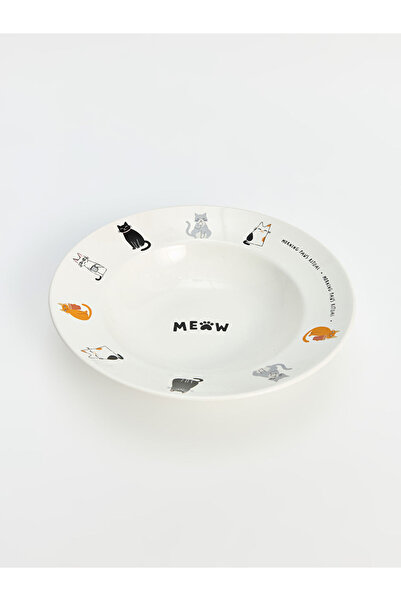 LC Waikiki Renkli̇mağazadan Lcw Home Mixed Cat B Printed Porcelain Pasta Plat...