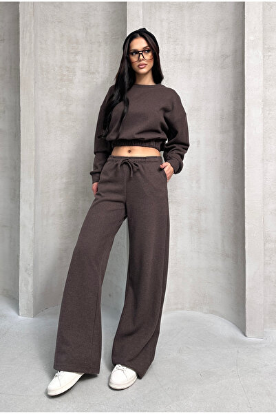 EYLANA Aci Kahve Selani̇k Pocketed Casual Double Set