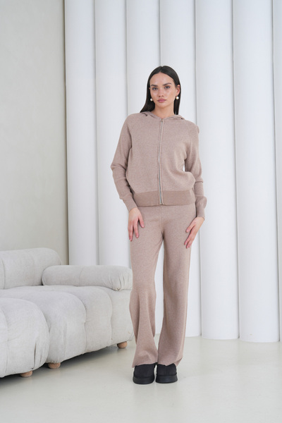 ÖNDER MODA Women's Soft Textured Hooded Knitwear Set