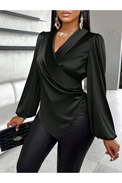 DRESSIFY WOMEN’S FASHION Women's Long Sleeve Double-Breasted Collar Asymmetri...