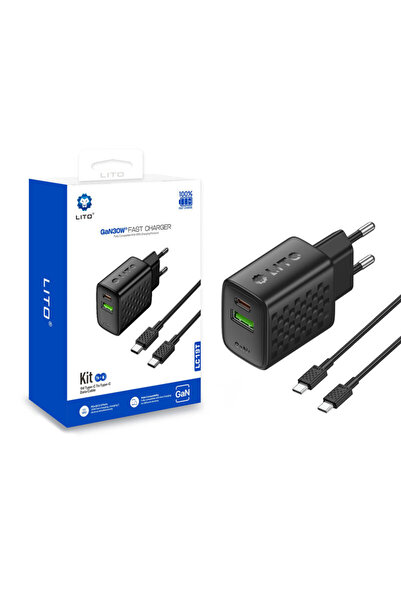 Lito Type-C, USB Charger, 30W with Type-C Cable, Black