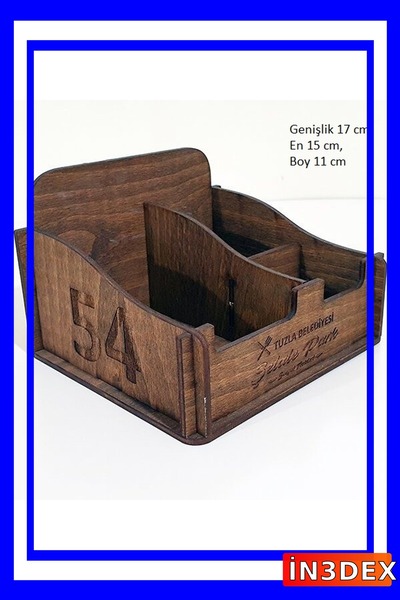 İN3DEX طقم ملحية وحامل أعواد تنظيف الأسنان خشبي بتصميم مقهى