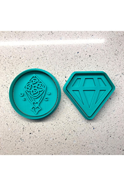 Craftelle Elegant Rose Bouquet and Diamond 2 Piece Set |   Cookie Mold and St...