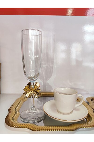 FTH DİZAYN Coffee Presentation Set 2 Cups 2 Coffee Side Tables 2 Silver E Gol...