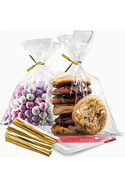 10 ADET ŞEFFAF KAPATMA APARATLI EKMEK,ŞEKER, HEDİYE POŞET AMBALAJ HEDİYE PAKETİ 13X28 CM