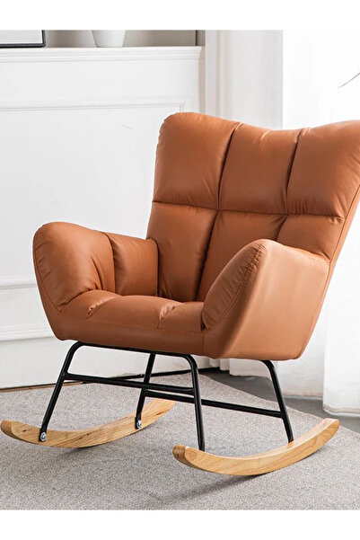 OEM Rocking Chair for Relaxation with Velvety Material, Durable Metal Frame