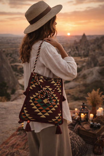 seymenbıçakçılık Geantă de umăr și de mână supradimensionată, boemă, cu model...