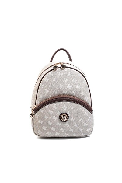 Silver Polo Silver & Polo Sp945 Women's Backpack Monogram Stone-Brown