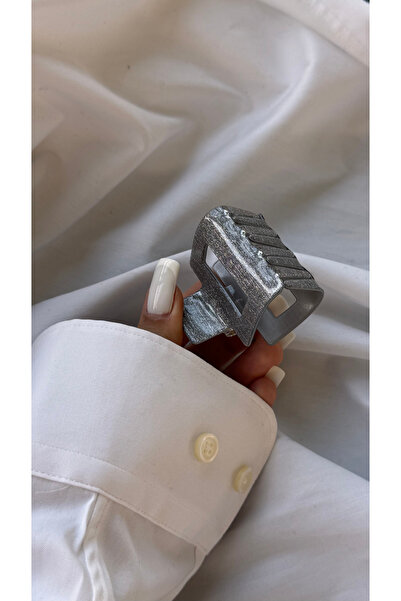 YOYYO Brown Glitter Rectangular Latch Buckle - Sparkling Hair Accessory