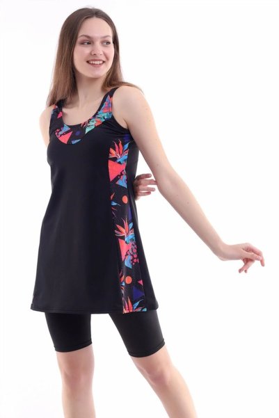 aydenahome Women's Swimsuit with Tights and Dress, Built-In Chest Pad Sewn into the Underwear, Available in Micro Lycra Stretchy Swimsuit Fabric