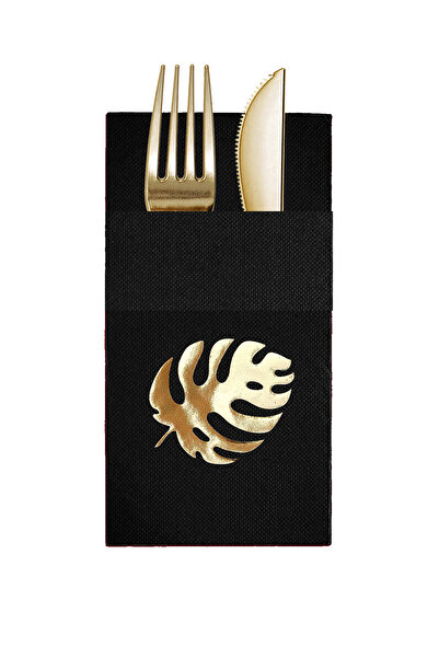 Story مناديل ورقية سوداء اللون مقاس 40×40 سم مع نمط قاعدة الجمل و16 جيبًا