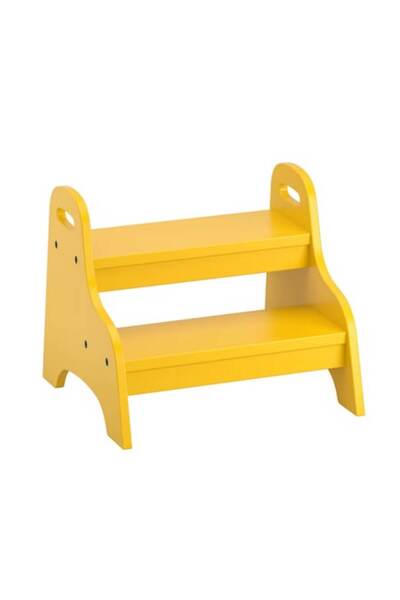OEM Scaun treptat din lemn MDF, 2 trepte, înălțime 33 cm, galben