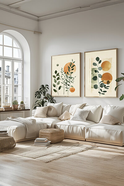 STARYUNA Set de pictură dublă cu temă minimală botanică și formă geometrică c...