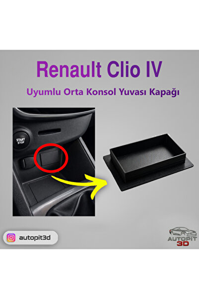 AutoPit 3D Renault Clio 4 Uyumlu Orta Konsol Yuvası Kapağı