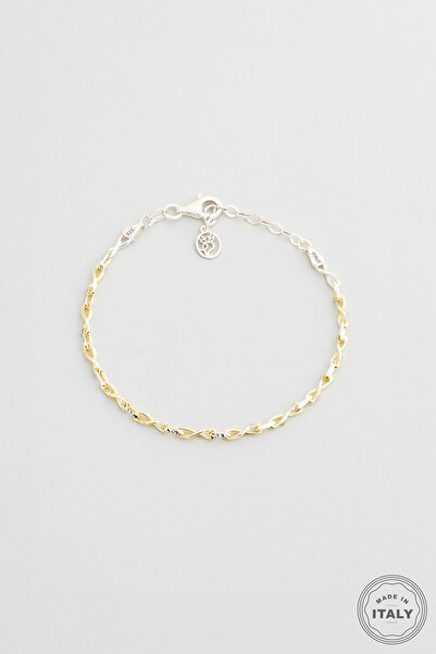 So CHIC... Cassandra İtalyan 18 Ayar Sarı ve Beyaz Altın Kaplama 19 Cm Gümüş ...