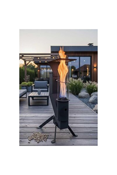 AyrStore Pelet Soba, Kamp-Bahçe-Teras Sobası Camlı 70 cm.