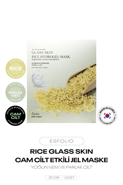 Esfolio Pirinç Özü İçeren Cam Cilt Maske Glass Skin Rice Hydrogel Mask