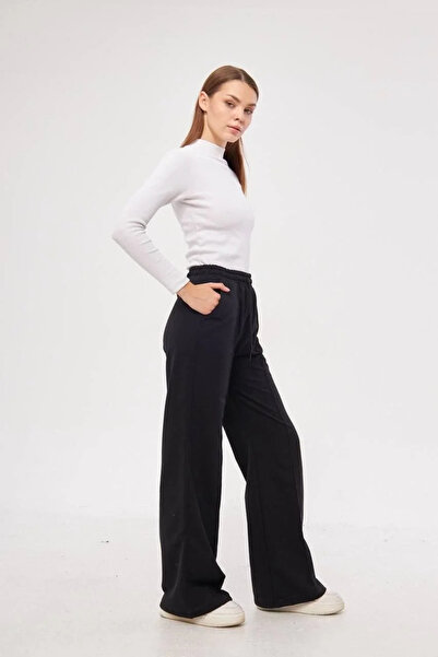 BLACK MODBLACK Two Thread Wide-Leg Trackpants - Black