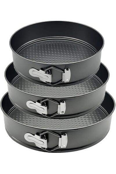 SilaSeren Store Çelik 3 Parça 18-20-22 cm Yuvarlak Kelepçeli Kek Kalıbı Seti ...