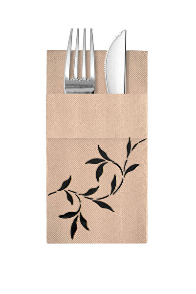 Story مناديل ورقية ملونة من ورق الكرافت مقاس 40 × 40 سم، مزينة بأوراق شجر سود...