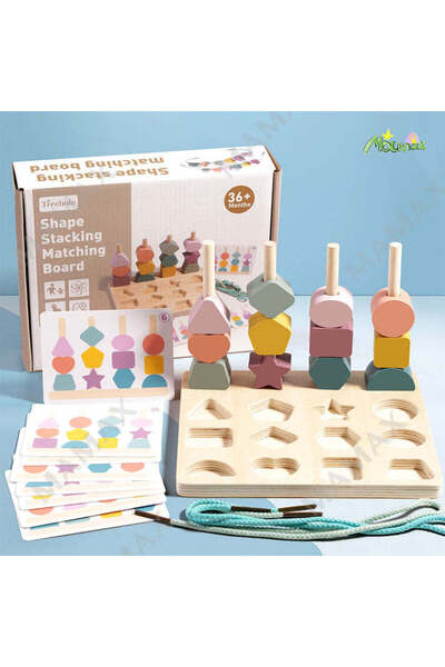 Montessori Set 3 în 1 pentru stivuire și potrivire