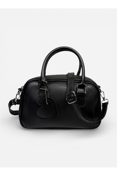 LASSERA SİYAH KADIN AKSESUAR DETAYLI FERMUARLI EL VE OMUZ ÇANTASI