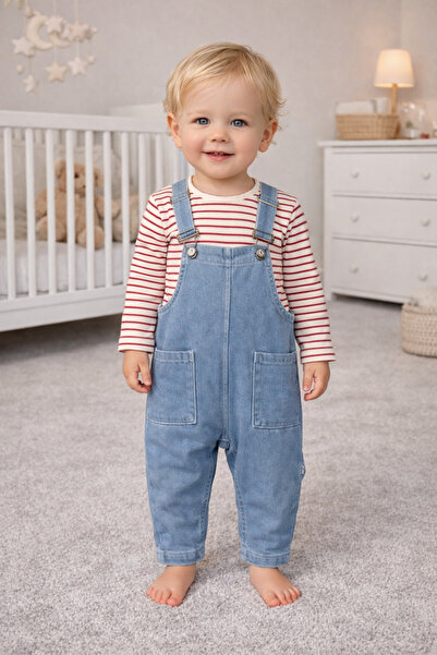 Baby Buu BEBEK KOT SALOPET ÇİZGİLİ UZUN KOLLU BODYLİ 2'Lİ %100 PAMUK