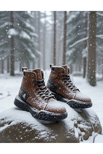 VELLINA Erkek Günlük Taba Siyah Klasik Bot Bağcıklı Boğazlı Suni Deri Suya Da...